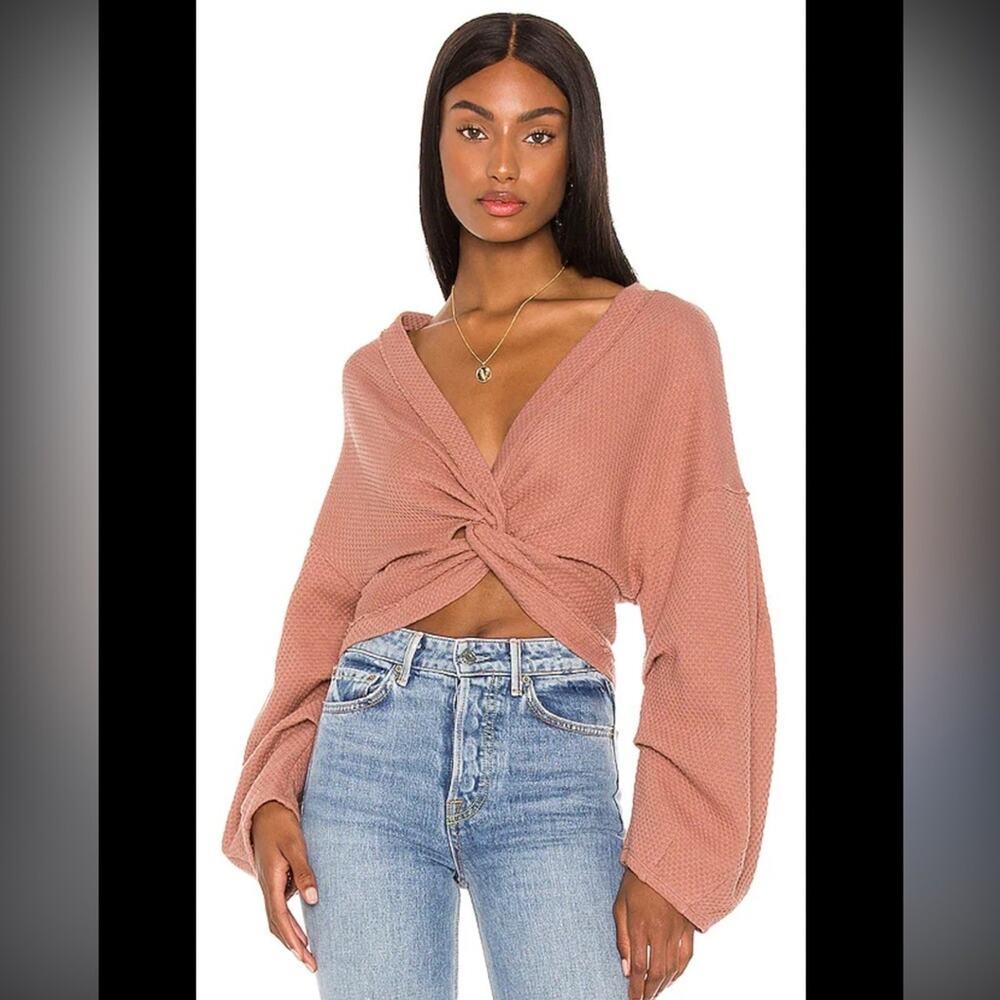 We The Free Crop Fall for You Sweater Shirt Free People Reversible Sz M Pink